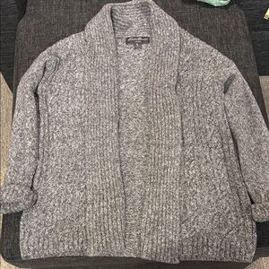 Eddie Bauer Gray/Brown Marled Open-Front Knit Cardigan size L